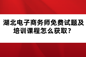 湖北电子商务师免费试题及培训课程怎么获取？
